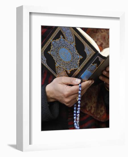 Woman Reading Koran, Jordan, Middle East-null-Framed Photographic Print