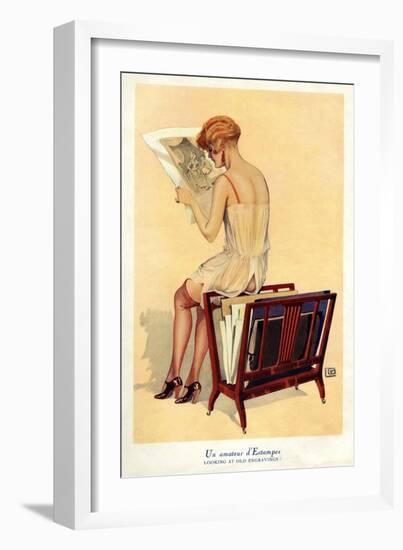 Woman reading, Magazine Advertisement, UK, 1920-null-Framed Giclee Print