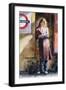 Woman Reading on Notting Hill Gate Platform-John Lidzey-Framed Premium Giclee Print