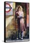 Woman Reading on Notting Hill Gate Platform-John Lidzey-Framed Stretched Canvas