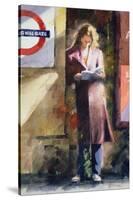 Woman Reading on Notting Hill Gate Platform-John Lidzey-Stretched Canvas