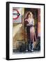 Woman Reading on Notting Hill Gate Platform-John Lidzey-Framed Giclee Print