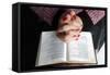 Woman reading the Bible at home, France, Europe-Godong-Framed Stretched Canvas