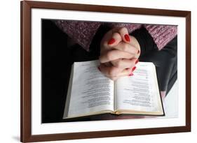 Woman reading the Bible at home, France, Europe-Godong-Framed Photographic Print