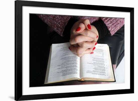 Woman reading the Bible at home, France, Europe-Godong-Framed Photographic Print