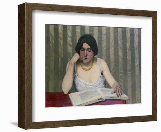 Woman Reading with Yellow Necklace, 1912-Félix Vallotton-Framed Giclee Print