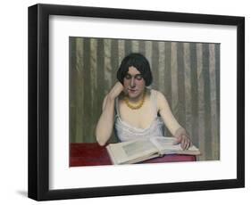 Woman Reading with Yellow Necklace, 1912-Félix Vallotton-Framed Giclee Print