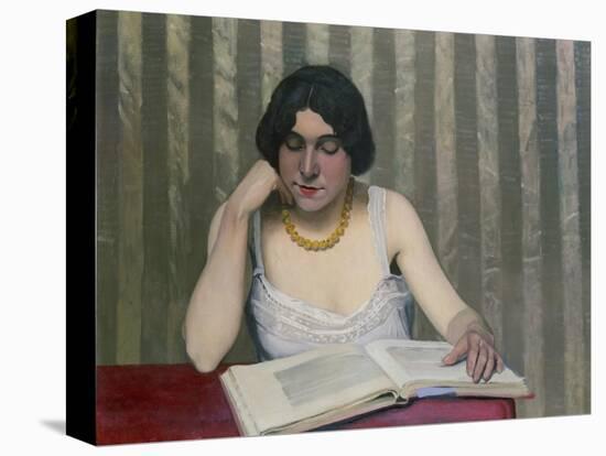 Woman Reading with Yellow Necklace, 1912-Félix Vallotton-Stretched Canvas