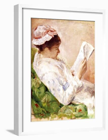 Woman Reading-Mary Cassatt-Framed Giclee Print