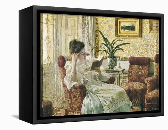 Woman Reading-Ricardo Lopez Cabrera-Framed Stretched Canvas