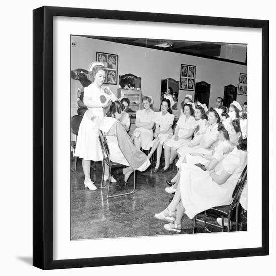 Woman Receiving Curls at a Beauty School, 1940S-Nina Leen-Framed Photographic Print