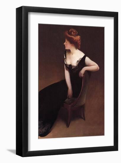 Woman Reclining in Black Dress-John White Alexander-Framed Art Print