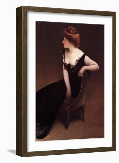 Woman Reclining in Black Dress-John White Alexander-Framed Art Print