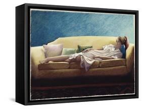 Woman Reclining on a Sofa-Helen J. Vaughn-Framed Stretched Canvas