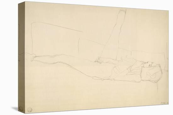 Woman Reclining with Right Leg Raised-Gustav Klimt-Stretched Canvas