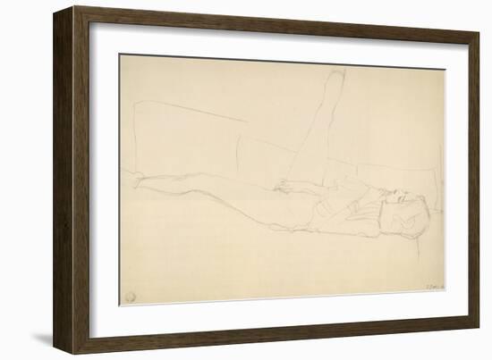 Woman Reclining with Right Leg Raised-Gustav Klimt-Framed Giclee Print