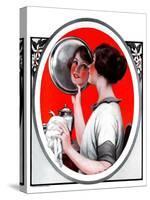"Woman Reflected in Silver Tray,"March 1, 1924-Katherine R. Wireman-Stretched Canvas