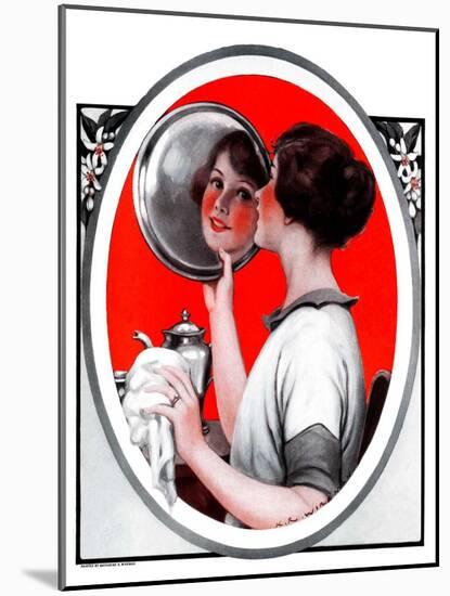 "Woman Reflected in Silver Tray,"March 1, 1924-Katherine R. Wireman-Mounted Giclee Print