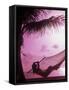 Woman Relaxing in a Hammock on the Beach at Sunset-Bill Bachmann-Framed Stretched Canvas