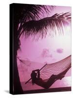 Woman Relaxing in a Hammock on the Beach at Sunset-Bill Bachmann-Stretched Canvas