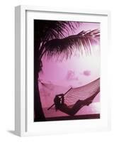 Woman Relaxing in a Hammock on the Beach at Sunset-Bill Bachmann-Framed Photographic Print