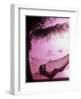 Woman Relaxing in a Hammock on the Beach at Sunset-Bill Bachmann-Framed Photographic Print