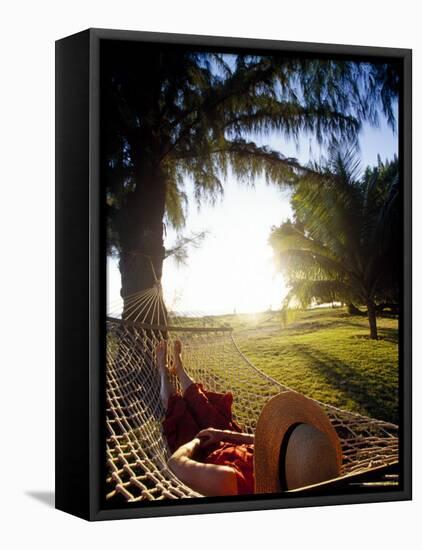 Woman Relaxing in Hammock, Hawaii, USA-Merrill Images-Framed Stretched Canvas