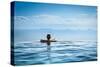 Woman Relaxing in Infinity Swimming Pool on Vacation-Splendens-Stretched Canvas