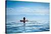 Woman Relaxing in Infinity Swimming Pool on Vacation-Splendens-Stretched Canvas