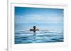 Woman Relaxing in Infinity Swimming Pool on Vacation-Splendens-Framed Photographic Print