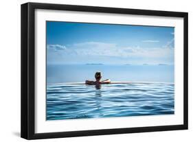 Woman Relaxing in Infinity Swimming Pool on Vacation-Splendens-Framed Photographic Print