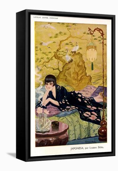 Woman relaxing, Magazine Plate, Spain, 1920-null-Framed Stretched Canvas