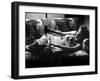 Woman Relaxing on Sofa, Reading and Drinking a Coke-Nina Leen-Framed Photographic Print