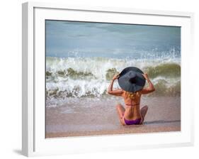 Woman Relaxing on the Beach in Thailand-Netfalls-Framed Photographic Print