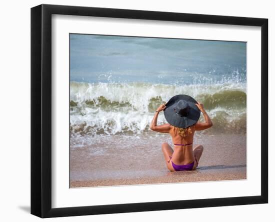 Woman Relaxing on the Beach in Thailand-Netfalls-Framed Photographic Print