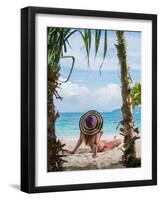 Woman Relaxing on the Beach in Thailand-Netfalls-Framed Photographic Print