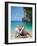 Woman Relaxing on the Beach on a Sunbed in Thailand-Netfalls-Framed Photographic Print