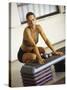 Woman Resting after Working Out in Gym, New York, New York, USA-null-Stretched Canvas