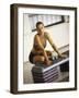 Woman Resting after Working Out in Gym, New York, New York, USA-null-Framed Photographic Print