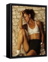 Woman Resting after Working Out, New York, New York, USA-Chris Trotman-Framed Stretched Canvas