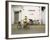 Woman Riding Bicycle Along Street, Ben Tre, Vietnam-Ian Trower-Framed Photographic Print