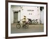 Woman Riding Bicycle Along Street, Ben Tre, Vietnam-Ian Trower-Framed Photographic Print