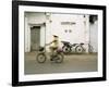 Woman Riding Bicycle Along Street, Ben Tre, Vietnam-Ian Trower-Framed Photographic Print