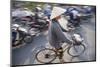 Woman Riding Bicycle, Hue, Thua Thien-Hue, Vietnam, Indochina, Southeast Asia, Asia-Ian Trower-Mounted Photographic Print