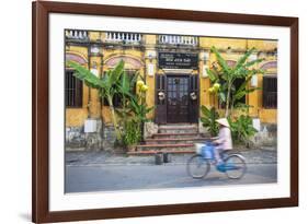 Woman Riding Bicycle Past Restaurant, Hoi an (Unesco World Heritage Site), Quang Ham, Vietnam-Ian Trower-Framed Photographic Print