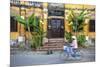 Woman Riding Bicycle Past Restaurant, Hoi an (Unesco World Heritage Site), Quang Ham, Vietnam-Ian Trower-Mounted Photographic Print