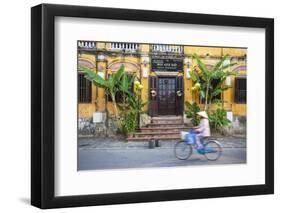 Woman Riding Bicycle Past Restaurant, Hoi an (Unesco World Heritage Site), Quang Ham, Vietnam-Ian Trower-Framed Photographic Print