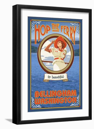 Woman Riding Ferry, Bellingham, Washington-Lantern Press-Framed Art Print