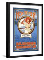 Woman Riding Ferry, Bellingham, Washington-Lantern Press-Framed Art Print