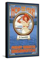 Woman Riding Ferry, Friday Harbor, Washington-Lantern Press-Framed Stretched Canvas